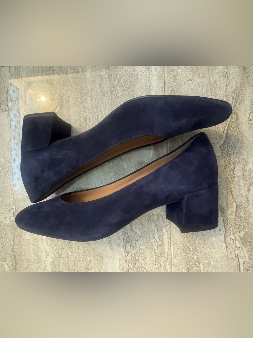 Cole Haan Go-To Shayla Navy Suede Block Heel Pumps Size 9 - Picture 6 of 6